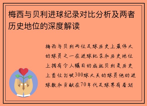 梅西与贝利进球纪录对比分析及两者历史地位的深度解读